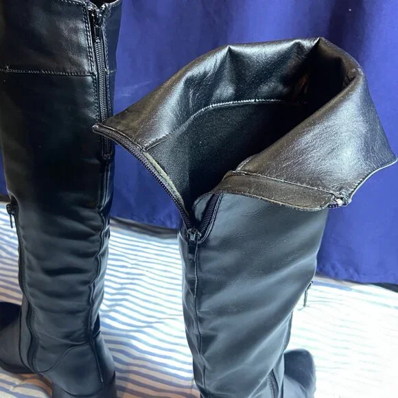 OVER THE KNEE BLACK BOOTS "PATTY"  SZ 8 PIRATE - Picture 6 of 11